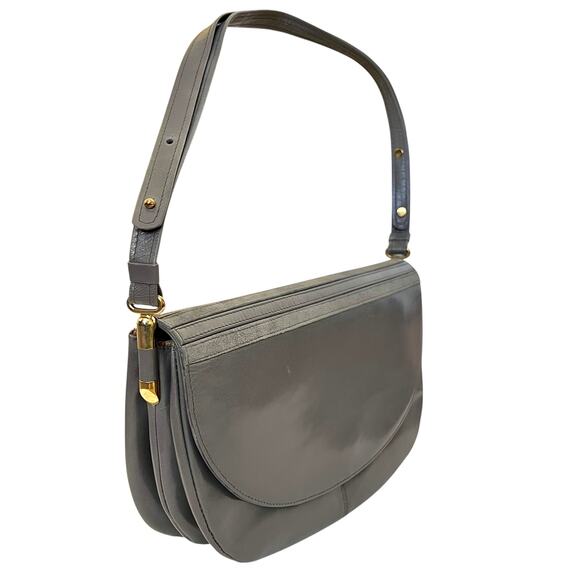 NWT Vintage Rodo Gray Leather Accordion Shoulder Bag - Deadstock Italian Purse - Picture 10 of 10